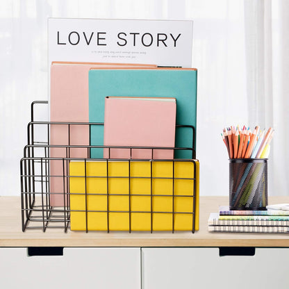 Desktop Mail Organizer File Organizer Metal Wire Mail Sorter Letter Organizer Magazine Rack for Letters, Mails, Books, Postcards, Brochures, Mail Holder (3 Slot, Gold)