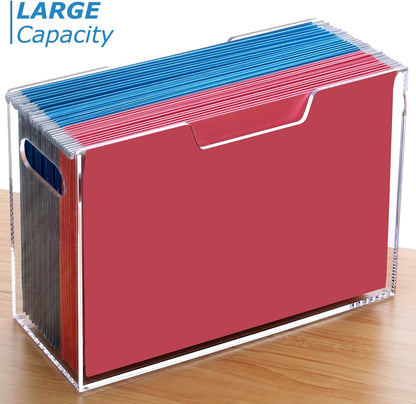 DINGHUO Acrylic File Folder Organizer, Hanging File Organizer Box, File Holder with Handles for Letter Size, Clear File Box Desktop Folder Storage for Office Home Work -1 Pack