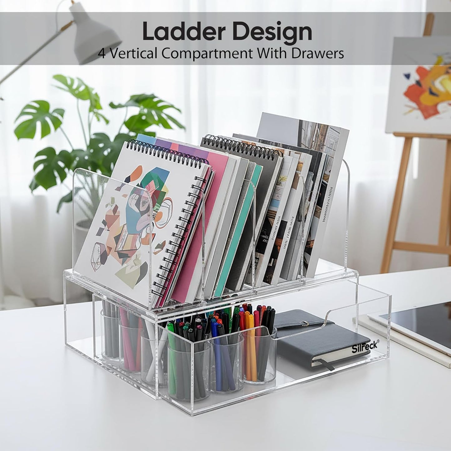 Silreck® Clear Acrylic File Organizer for Desk – Desktop Document Holder for A4 & Letter Size Papers, Sturdy Acrylic to Keep Office & Home Documents Neat