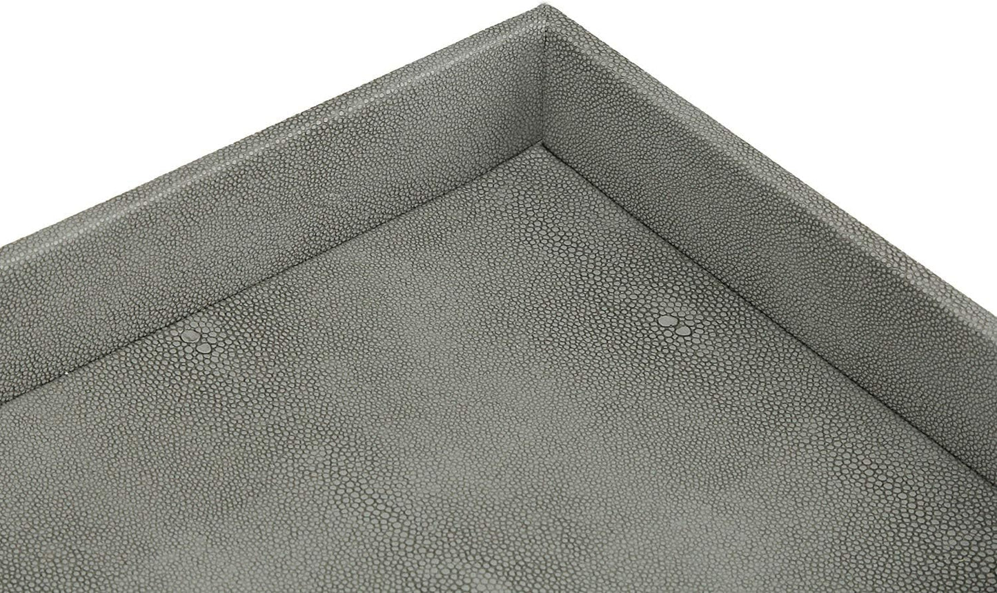 HofferRuffer Faux Leather Vanity Tray, Elegant Desktop Storage Organizer, Decorative Catchall for Perfume, Bathroom Valet, Nightstand or Dresser, Black, 10.2 x 8.4 x 1.8 Inches