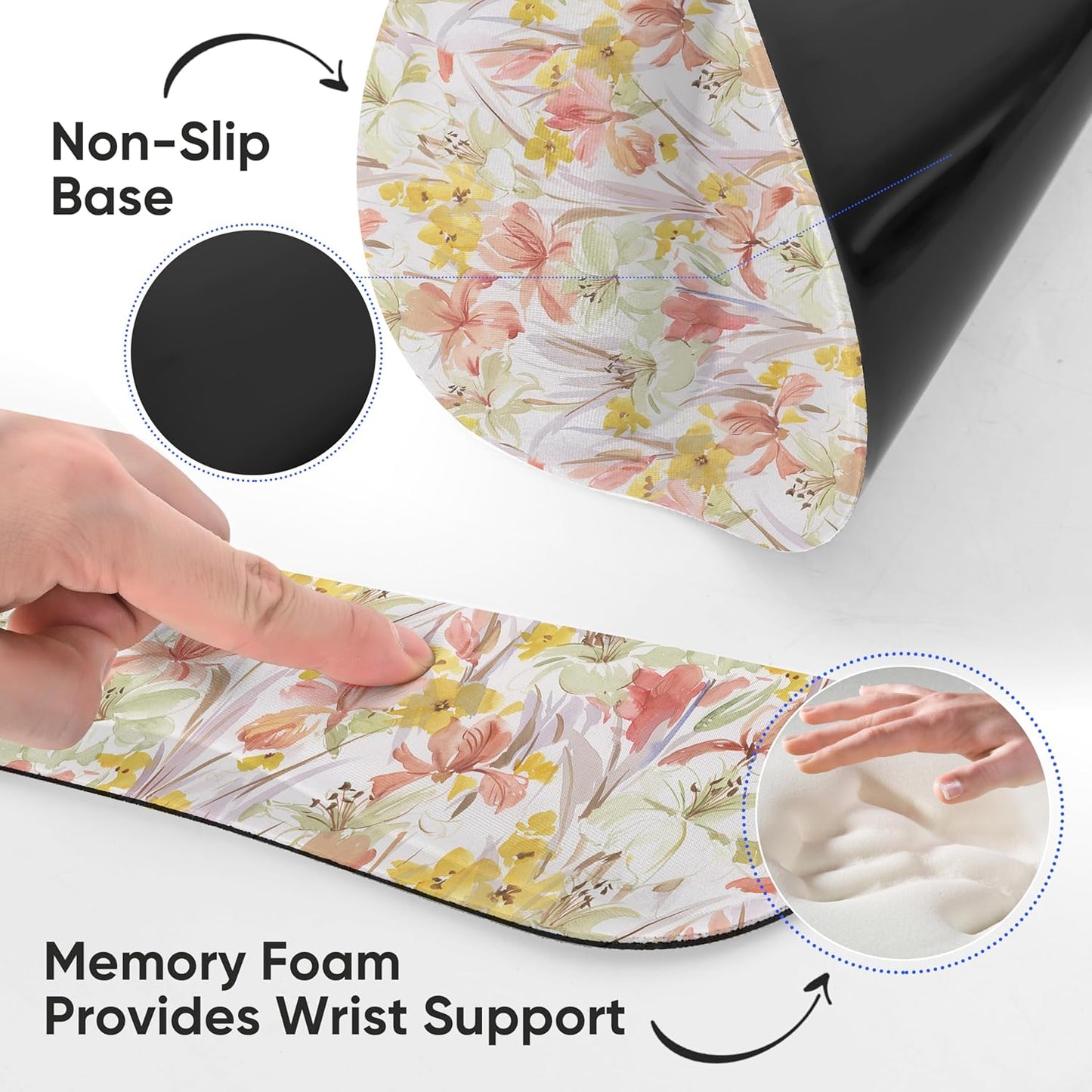 RICHEN Ergonomic PU Leather Keyboard Wrist Rest and Mouse Pad with Wrist Support, Memory Foam Set for Computer/Laptop,Gaming and Office, Comfortable for Easy Typing & Pain Relief (PU Brown)