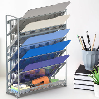 Simple Houseware 6-Tier Wall Mount Document Letter Tray Organizer, Black