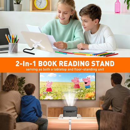 Floor Standing Book Stand, Foldable Book Holder for Reading with Page Clips, 19"–51" Height Adjustable, Sturdy Podium Stand for Reading, Bible, Laptop, Cookbooks, or Projector