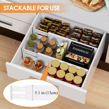Bamboo Drawer Dividers,17-22" Adjustable Kitchen Drawer Organizer for Clothes,4 Pack Expandable Drawer Organization Separators for Bedroom,Bathroom,Dresser and Office,Natural