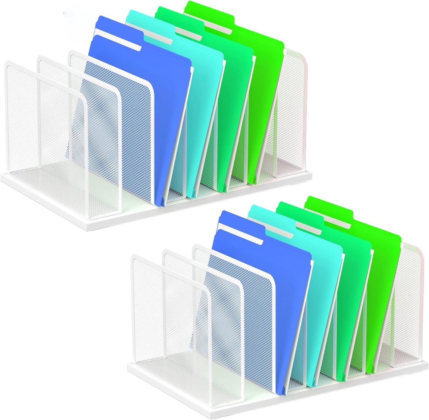 Kuntine.B Desk File Organizer 5 Sections Upright Mesh Desktop Organizer File Sorter Office Organization File Holder for Home, Office & Classroom