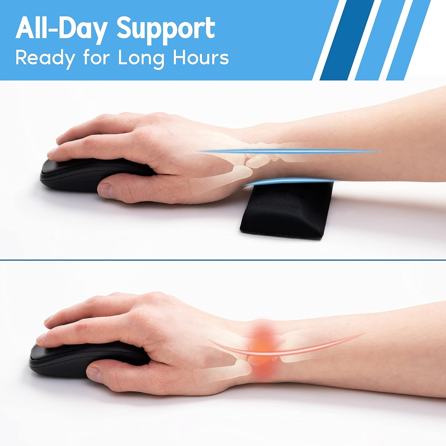 i-Rocks Memory Foam Keyboard Wrist Rest - Pain-Reducing Wrist Rest for Computer Keyboard - Non-Slip Rubber Base Wrist Rest - Cooling Keyboard Pad for Long Hours of Work, Studying, Gaming