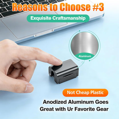 AGVEE 6 Pack Magnetic Cord Organizer Clips, 10mm Ultra-Thin Aluminum Cable Management Holder, 2 Pairs of Strong Magnets Keeper for Home Desk Office Gadgets Accessories, Residue-Free Tape, Silver