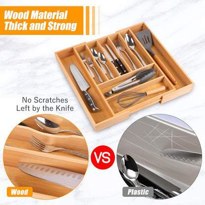 Kitchen Silverware Drawer Organizer and Storage Flatware Cutlery Utensil Holder Spice Rack Containers Bathroom Counter Cabinet Office Desk Makeup Drawer Tray Kitchen and Dining Tools Decor Accessories
