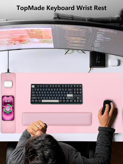 TopMade Upgraded Wider Wrist Rest Set, Soft Memory Foam Keyboard Hand Rest Pad, Computer Ergonomic Keyboard Mouse Wrist Support for Typing Pain Relief, Comfort for Office, Gaming, Study, Black