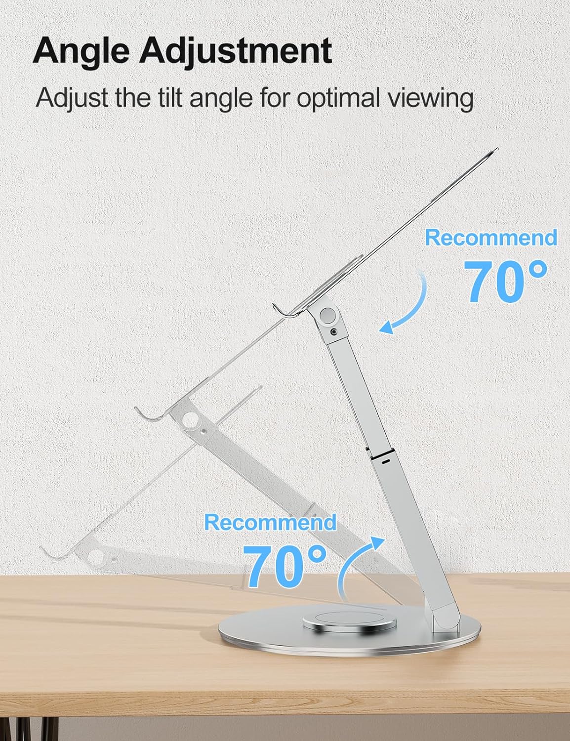 tounee Telescopic Laptop Stand for Desk with 360° Swivel Base, Sit to Stand, Height Adjustable, Portable Riser Holder for Good Posture, Compatible with MacBook Pro, All Laptops 10-17"-Gray