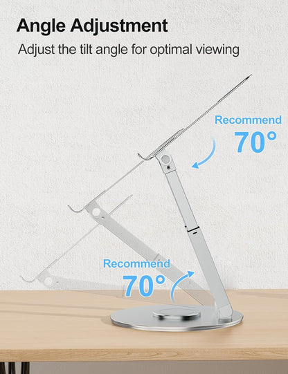 tounee Telescopic Laptop Stand for Desk with 360° Swivel Base, Sit to Stand, Height Adjustable, Portable Riser Holder for Good Posture, Compatible with MacBook Pro, All Laptops 10-17"-Gray