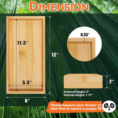 Lixple Bamboo Drawer Organizer, Cutlery Silverware Organizer for Kitchen Drawer, Stackable Utensil Organizer, 2 Pcs Flatware Organizer for Drawer, Wooden Storage Box Tray (Bamboo, 9 X 6 X 2 Inch)