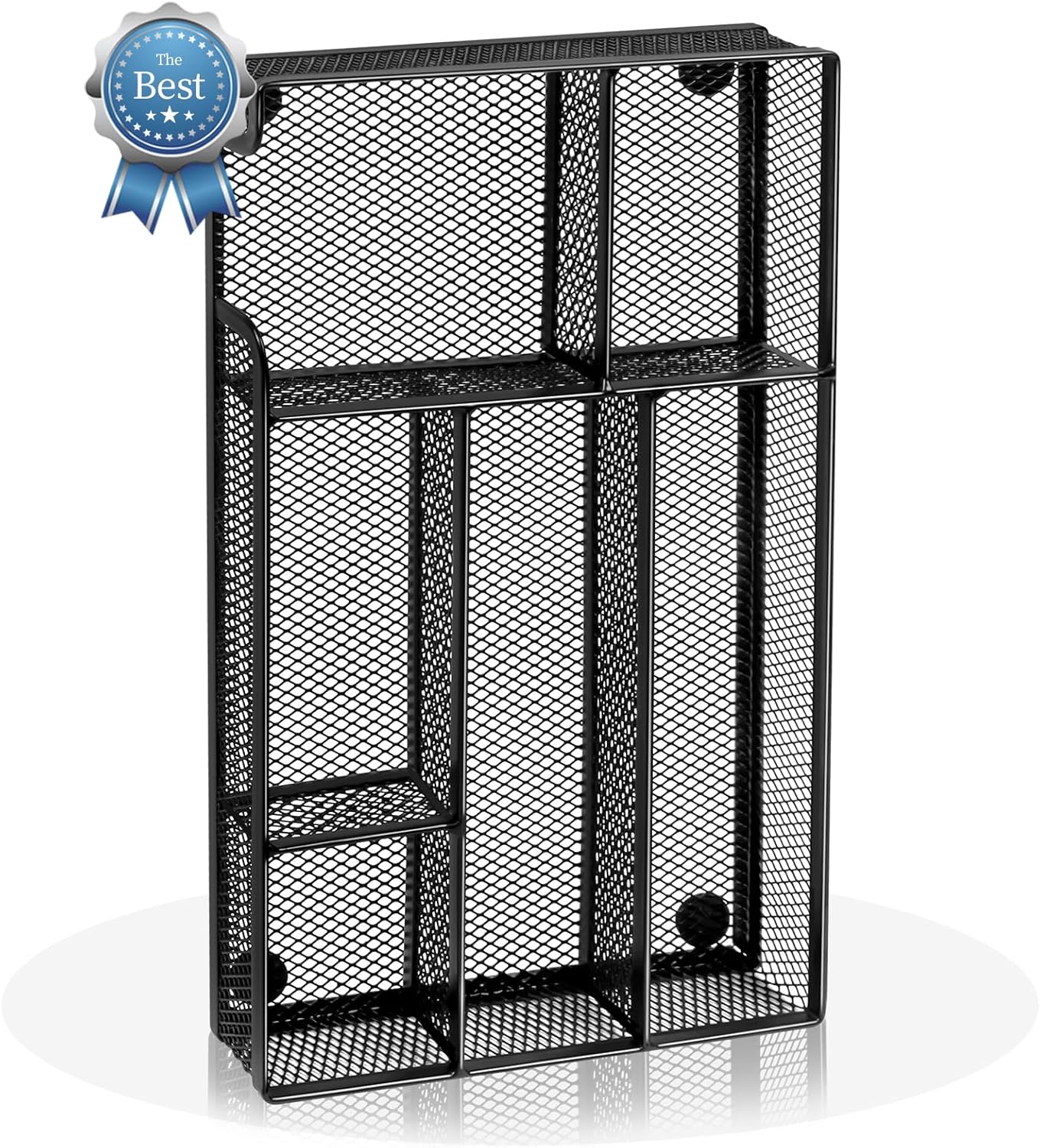 Desk Drawer Organizer, Office Drawer Divider Organizer Tray with 6 Compartments, Metal Mesh Desktop Organization and Accessories for Stationery Makeup Kitchen Toolroom School ＆Office, 12.6x8.27x1.6 in