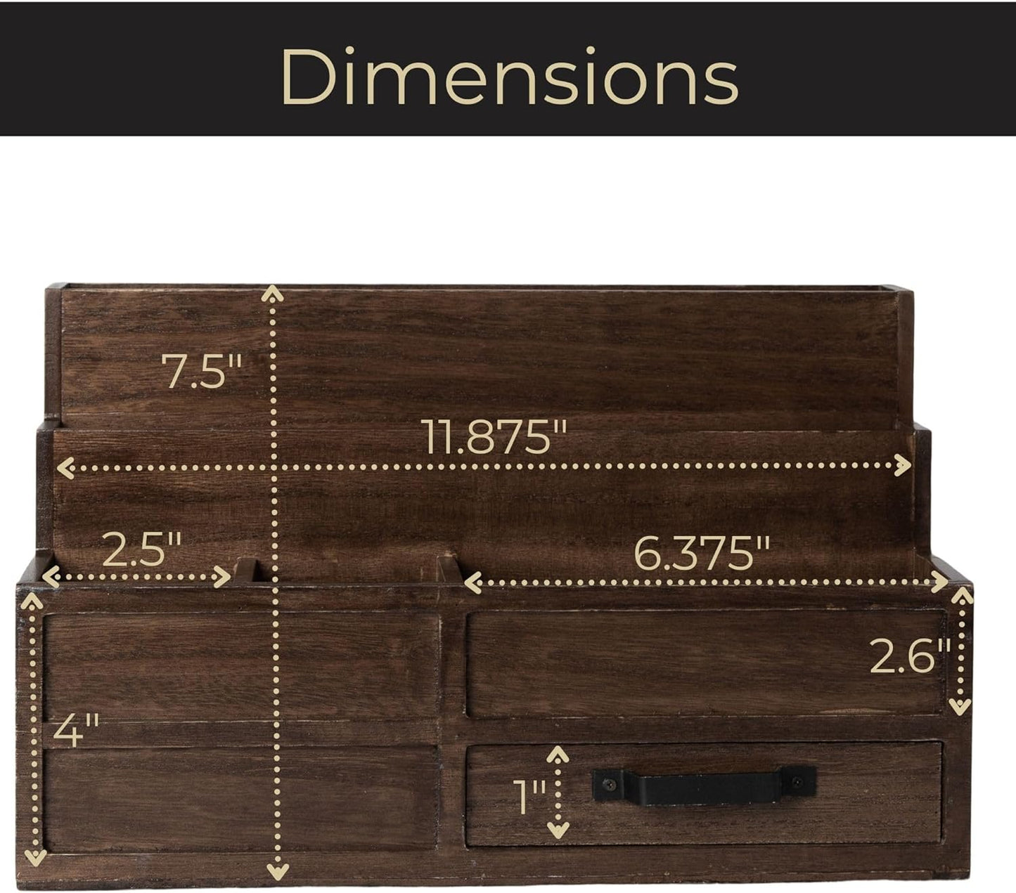 BLU MONACO | White Desktop Organizer with Drawer Storage | Tabletop Organizer with Drawers for Paper Bills Mail | Wooden Mail Organizer for Countertop Workspace | with Drawer, Bill