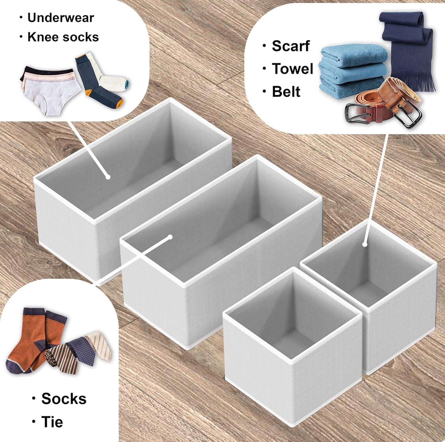 SIMPLE HOUSEWARE Foldable Drawer Organizer for Clothes/Underwear/Panty/Onesie Stocking Bin, Set of 12, Black