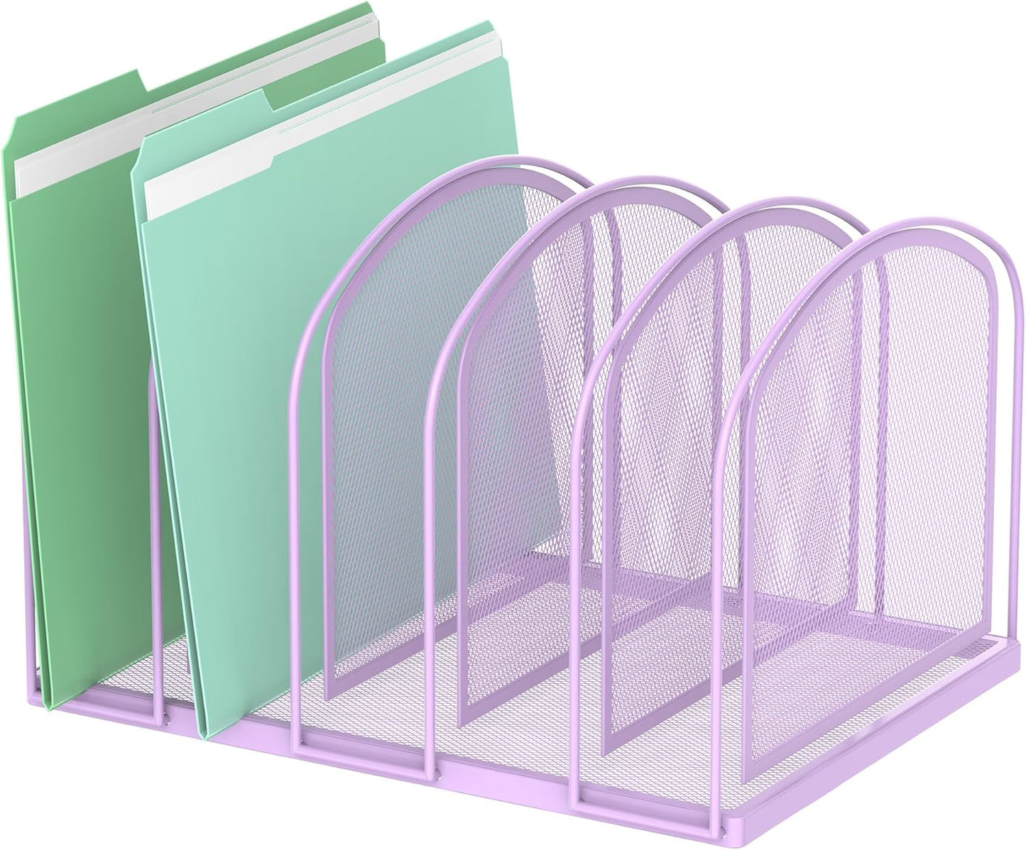 SUPEASY File Organizer for Desk, 5-Section Mesh Desk Organizer, Vertical File Holder Desktop Organizer File Sorter, File Folder Holder for Office Supplies, Black