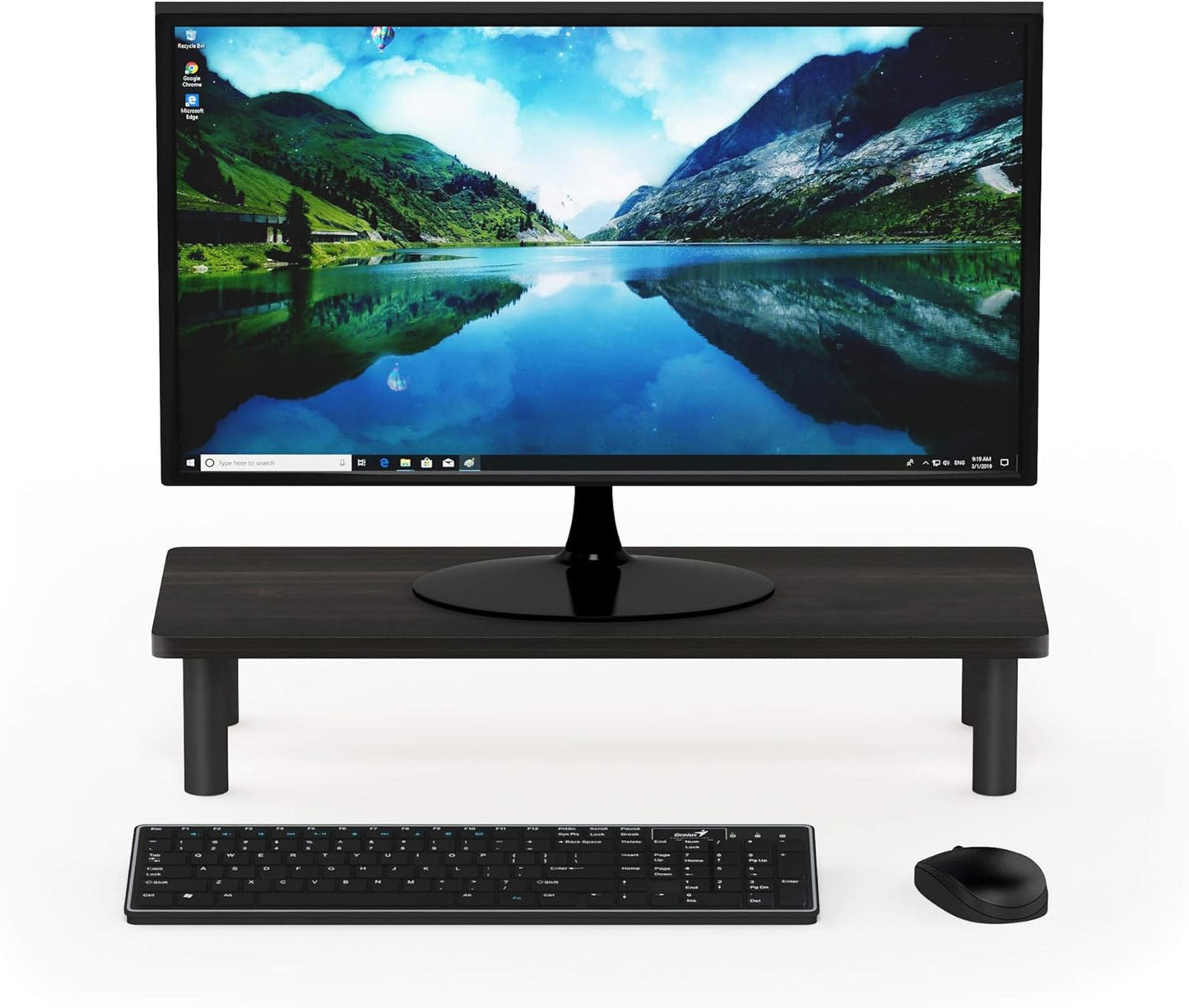 Furinno Turn-N-Tube Corner Monitor Riser Stand with Stainless Steel Tubes, Americano
