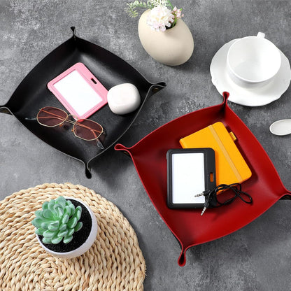 8 Pack Valet Tray PU Leather Jewelry Tray for Women and Man Portable Catchall Travel Storage Dish Plate Key Trays For Entryway Desk Organizer for Phone, Keys, Glasses, Wallet, Earphone, Watch, Coin