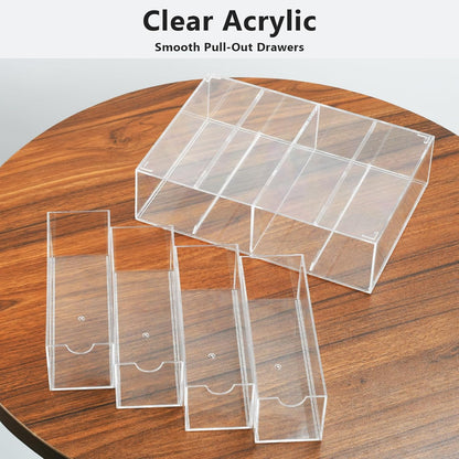 2 Pack Desktop Organizers of 8 Storage Drawers, Clear Acrylic Glasses Storage Drawers Organizer Office Desk Organizer for Vanity Table, Bathroom Counter, Teacher Desk, Dorm