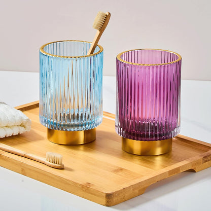 Makeup Brush Holder Organizer,Toothbrush Holders,Desk Pen Pencil Holder,Multifunctional Vintage Glass Brush Cup（L/Green/A3-6-US）