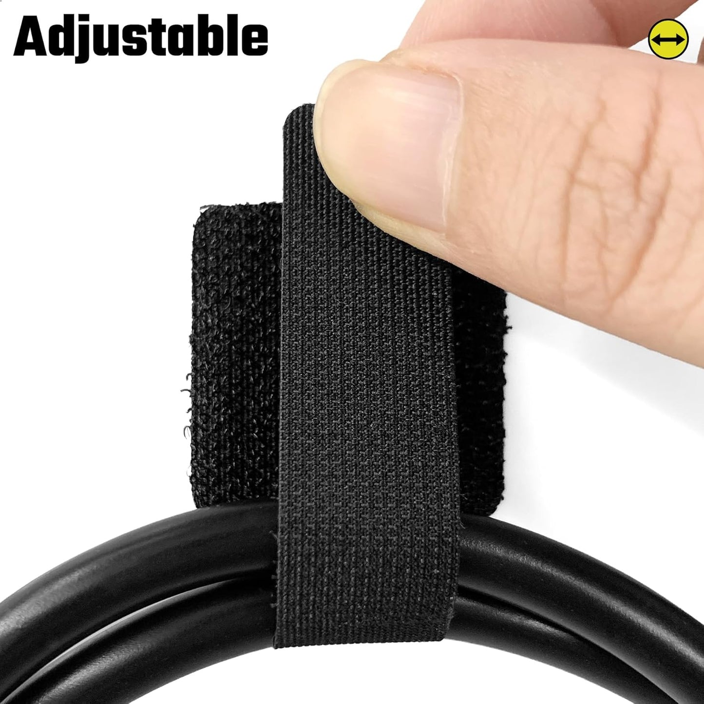 Matenf Under Desk Cable Management Kit - 40 PCS Self-Adhesive Hook & Loop Cable Organizers, Adjustable Cord Hider for Desk, Cable Ties in Office, Home, Kitchen (Black)
