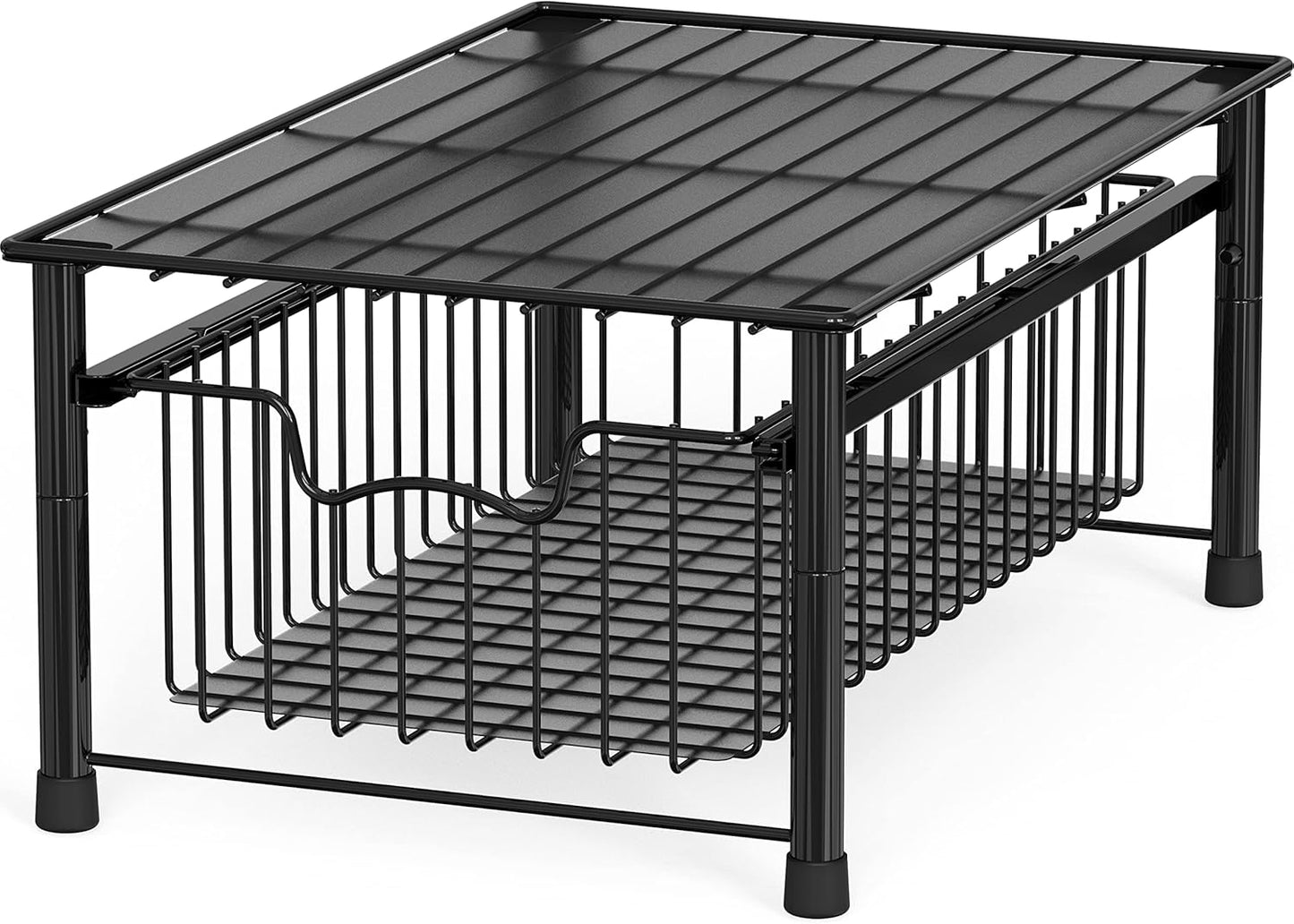 Simple Houseware Stackable 3 Tier Sliding Basket Organizer Drawer, Chrome