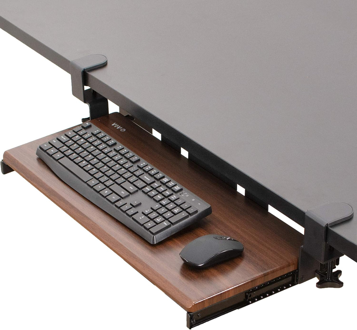 VIVO Large Clamp-on Computer Keyboard and Mouse Under Desk Slider Tray, 27 x 11 inch Pull Out Platform Drawer, White, MOUNT-KB05W
