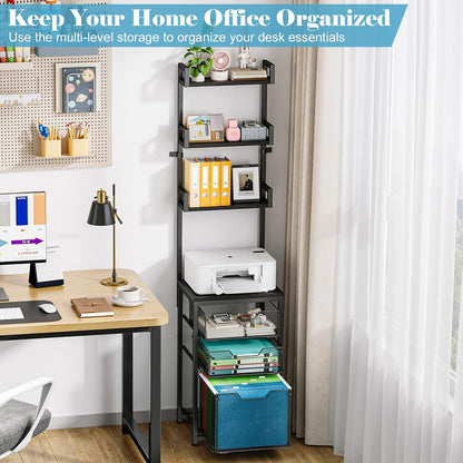 Sbanmao Rolling File Cart with 2 Storage Drawers, Mobile File Cabinet with Wheels, Hanging File Folder Organizer, Under Desk Storage, Printer Stand Utility Cart Filing Cabinet for Home Office,Black