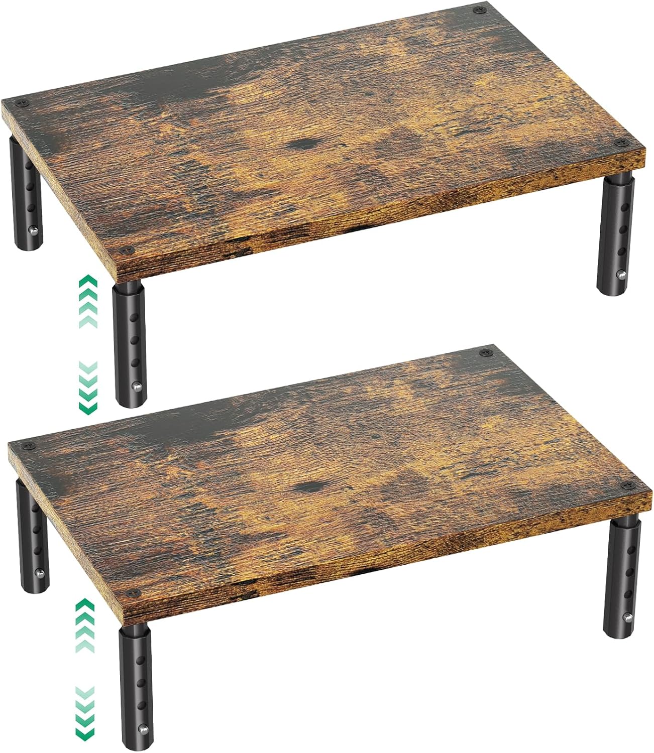 OPNICE Desk Organizers and Accessories, Adjustable Computer Monitor Stand Riser, Laptop Stand for Desk, Office Desk Accessories & Workspace Organizers for Home Office, Black Wood