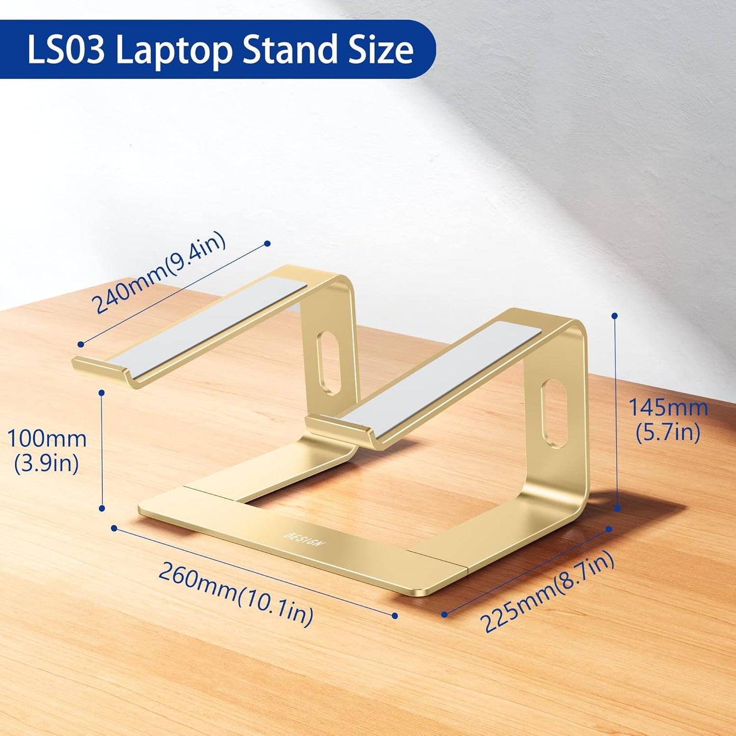 BESIGN LS03 Aluminum Laptop Stand, Ergonomic Detachable Computer Stand, Notebook Riser, Laptop Mount Compatible with Air, Pro, Dell, HP, Lenovo More 10-15.6" Laptops, Silver