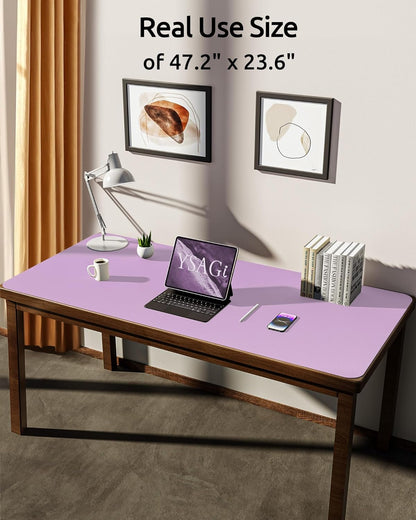 YSAGi Leather Desk Protector, Office Mat, Large Mouse Mat, Non-Slip PU Leather Blotter, Laptop Pad, Waterproof Writing Pad for Office and Home (Light Pink, 23.6" x 13.8") - Colors B