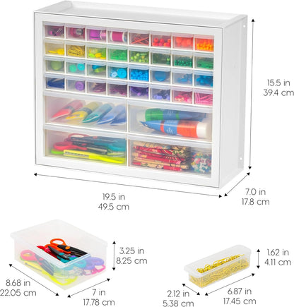 IRIS USA Small Parts Storage Cabinet, Made in USA, 64-Drawer Organizer Chest for Hardware, Screws, Nuts & Bolts, Charms, Beads, Craft Supplies, Scrapbook & Hobby Storage, Teacher Toolbox – White