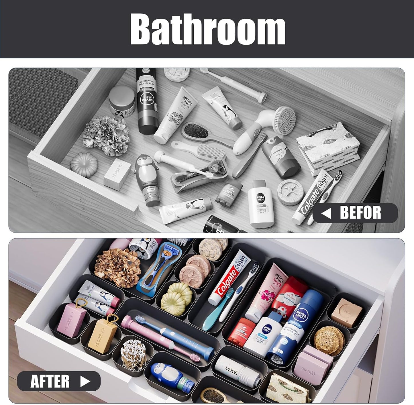 Plastic Drawer Organizers, 10 PCS Drawer Organizer Bins, Bathroom and Vanity Organizer Plastic Tray, Makeup organizer and storage for Makeup, Bedroom, Kitchen Gadgets Utensils and Office (Green)