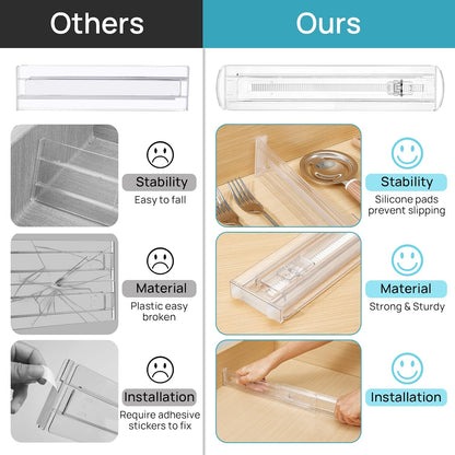 Vtopmart 12 Pack Drawer Dividers for Clothes, 4" High 10.2"-16.5" Adjustable Expandable Dresser Drawer Organizer, Clear Plastic Separators for Dresser, Baby Clothing, Underwear, Cosmetic, Toiletries
