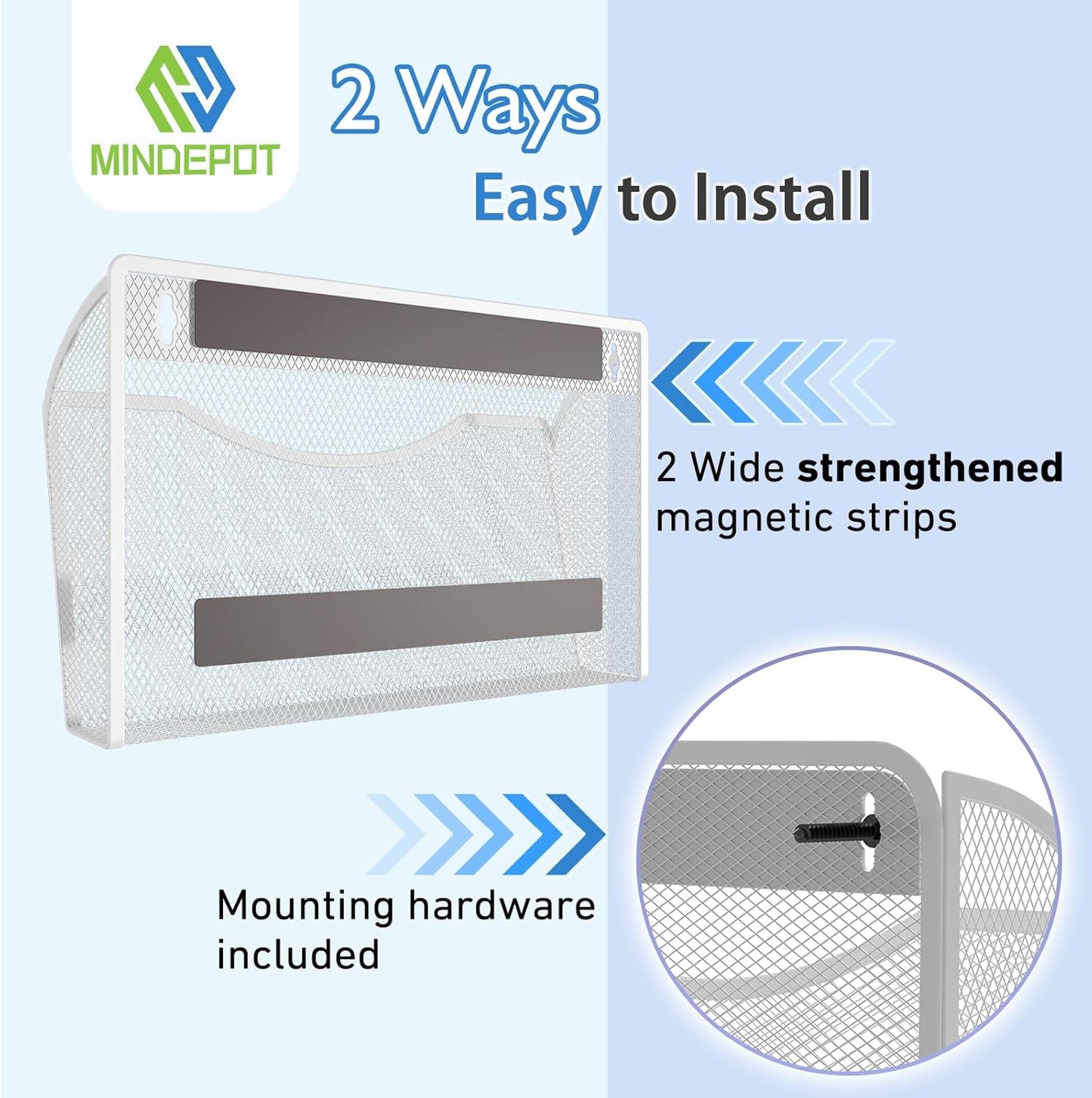 MINDEPOT Wall File Organizer,Hanging Wall Mounted File Folder Binder Holder Mail Organizer for Office,Home and School Supplies