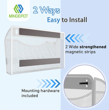 MINDEPOT Wall File Organizer,Hanging Wall Mounted File Folder Binder Holder Mail Organizer for Office,Home and School Supplies
