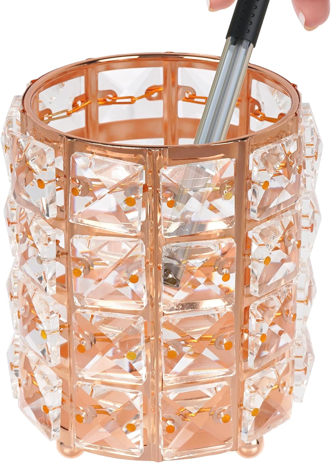 Crystal Pen Holder, Pencil Cups for Desk, Multi-Purpose Desktop Organizer, for Office Writing Desk (Gold)