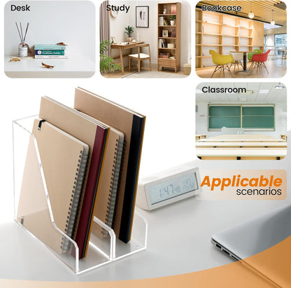 Magazine Holder, Clear Acrylic Magazine Rack, File Organizer for Office Desk, Book Organizer,-One-Piece-3 Vertical spaces,1 pack (B5)……