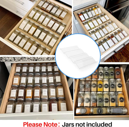 MIUKAA Clear Acrylic Spice Drawer Organizer, 4 Tier- 2 Set Expandable From 13" to 26" Drawer Seasoning Organizer, Kitchen Spice Rack Tray for Drawer/Countertop (Jars not included)