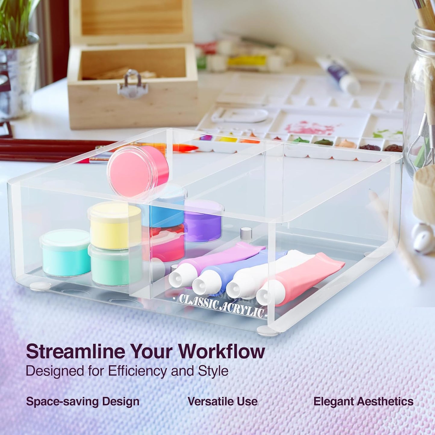 Paper Clip Holder w/ Adjustable Compartment includes Premium Gift Box. Great Gift for Christmas. Durable & Stylish Desk Organizer for Office Supplies & Sticky Note/Post it Note Holder.
