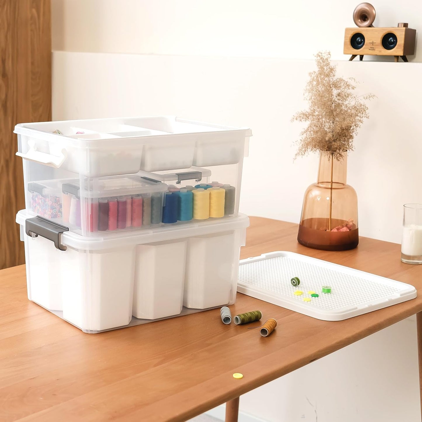 Citylife 17 QT Plastic Storage Bins Clear Storage Box with Lids Multipurpose Stackable Storage Containers for Organizing Tool, Craft, Crayon