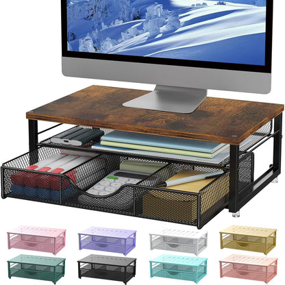 gianotter Computer Monitor Stand Riser, Desk Organizers and Accessories with Drawer, Office Desk Accessories & Workspace Desktop Organizers Storage for Printer Stand (Black)