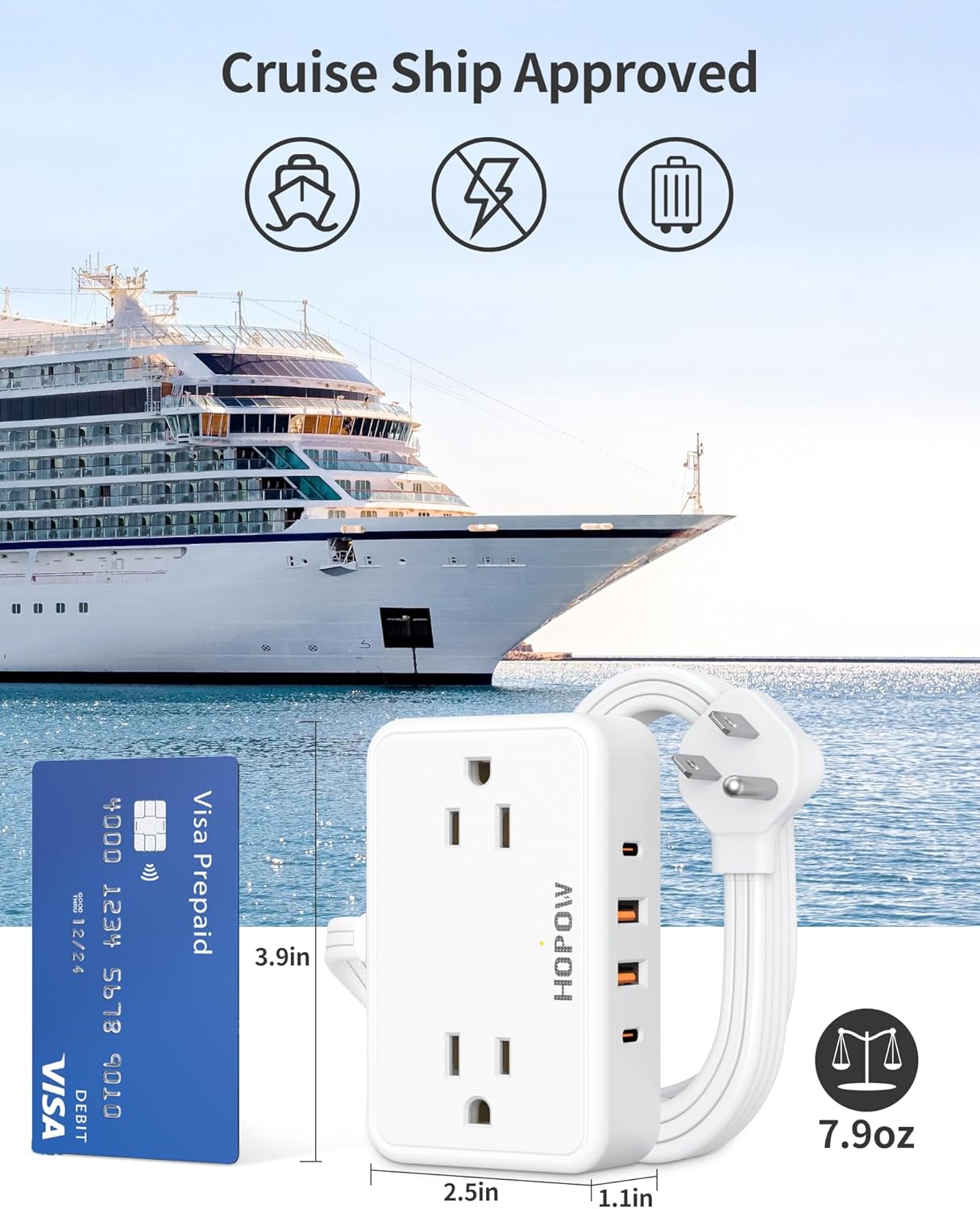 HOPOW Desk Clamp Power Strip, Desktop Mount Charging Station with 4 Outlets 4 USB Ports (2 USB C), 10Ft Under Desk Power Strip, Fits 2.75" Tabletop Edge, Extension Cord for Home Office, Black