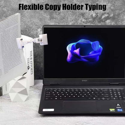 Adjustable Document Holder for Typing, Multi-Purpose Paper Holder Stand for Desk, Flexible Copy Holder Clip for Computer, Drawing, and Advertising Use (2 Pack, Black)