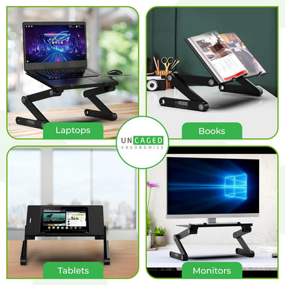 Uncaged Ergonomics WorkEZ Adjustable Laptop Stand for Desk, Laptop Stand Adjustable Height, Foldable Aluminum Cooling Computer Holder & Riser for Desk Bed, White, XL