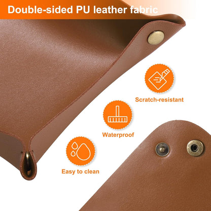 HARFINGTON 4pcs PU Leather Valet Tray Unisex Folding Small Catchall Tray Portable Entryway Table Tray Nightstand Bedside Desk Tray for Key Wallet Watch Coin Jewelry Dice, Pink