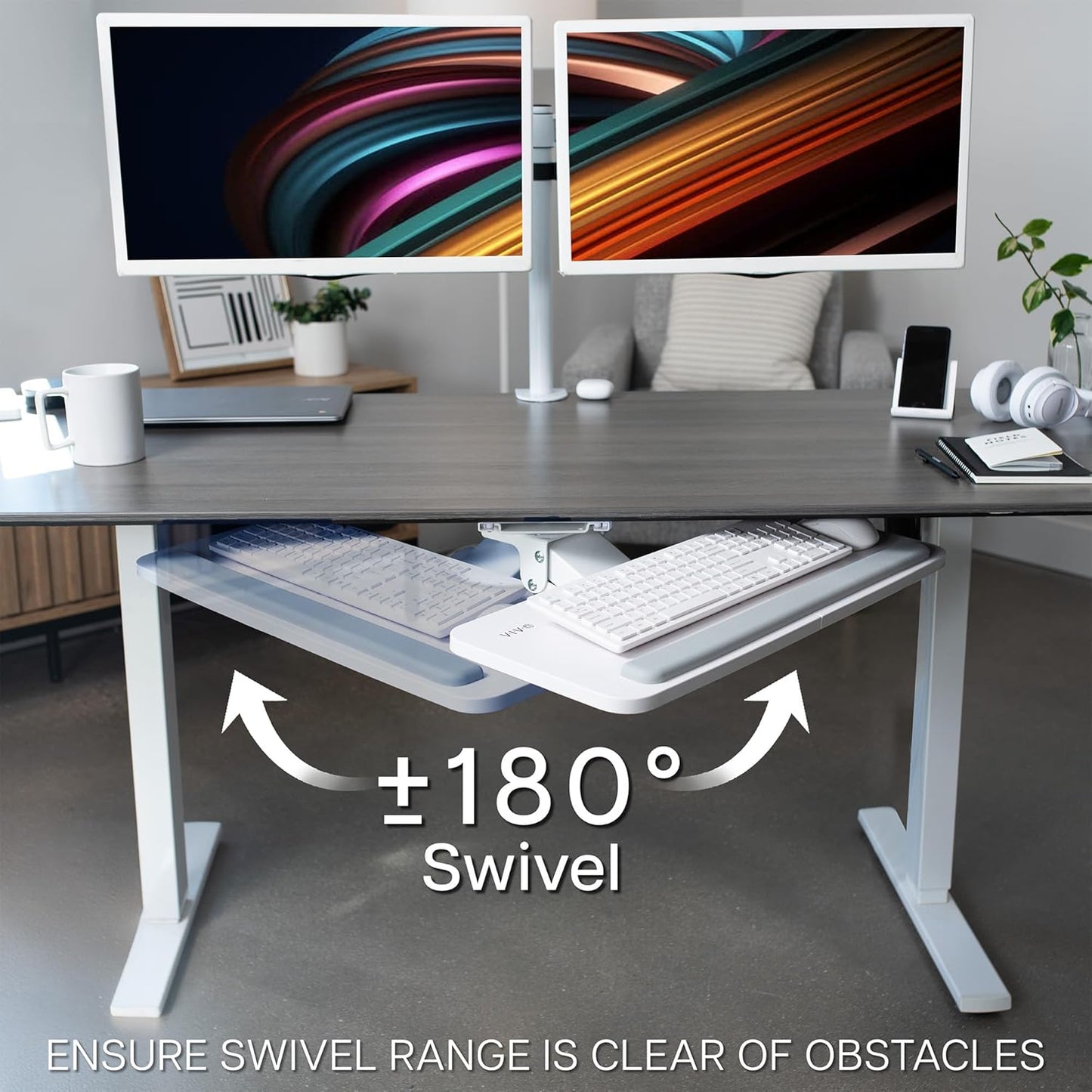 VIVO Adjustable Computer Keyboard & Mouse Platform Tray Ergonomic Under Table Desk Mount Drawer Underdesk Shelf (MOUNT-KB03B)