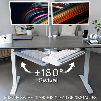 VIVO Adjustable Computer Keyboard & Mouse Platform Tray Ergonomic Under Table Desk Mount Drawer Underdesk Shelf (MOUNT-KB03B)