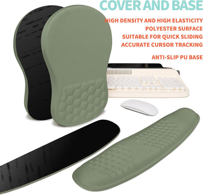 2-in-1 Ergonomic Set, Wave Rise Keyboard Wrist Rest and Massage Bulge Slope Mouse Pad Wrist Support, Cushion Memory Foam Integrated to Relieve Wrist Pain, Black