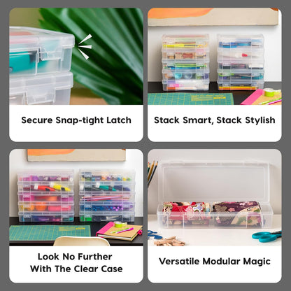IRIS USA Pencil Case Boxes, 10-Pack, |Made in USA|, Plastic Bead Organizing Containers with Snap Lid for Arts, Crafts, Ephemera, Stickers, & Dance Cheer, Clear - Small